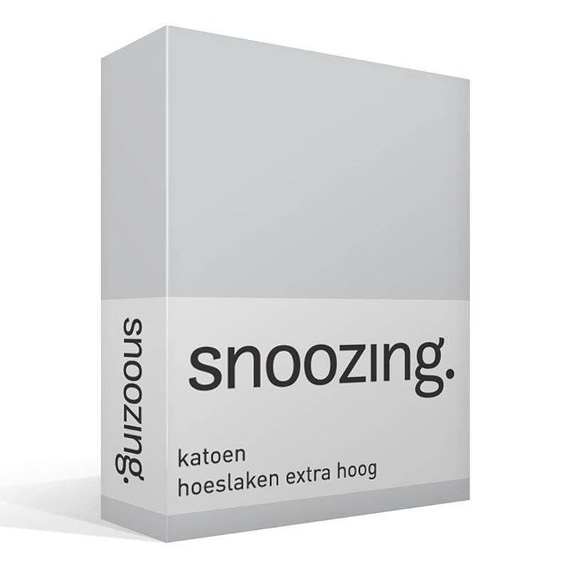 Foto van Snoozing - katoen - extra hoog - hoeslaken - 140x220 - grijs