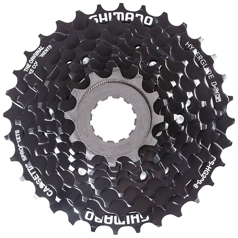 Foto van Shimano cs-hg200 cassette 8-speed 12-32 tands zwart oem