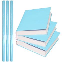 Foto van 3x rollen kadopapier / schoolboeken kaftpapier pastel blauw 200 x 70 cm - kaftpapier
