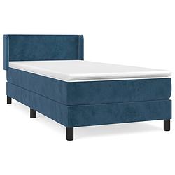 Foto van The living store boxspringbed - donkerblauw fluweel - 193 x 93 x 78/88 cm - pocketvering matras - middelharde