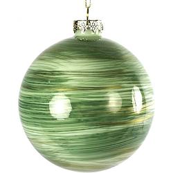 Foto van Non-branded kerstbal noury 15 cm glas groen/goud