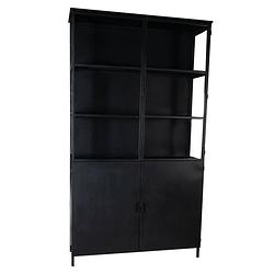 Foto van Ptmd elina glass cabinet black iron frame 2 doors