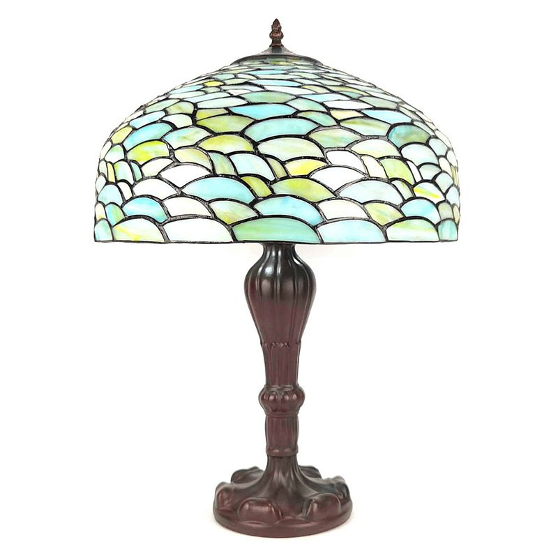 Foto van Haes deco - tiffany tafellamp groen ø 41x60 cm fitting e27 / lamp max 2x60w