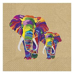 Foto van Folat servetten olifant 33 x 33 cm papier bruin 20 stuks