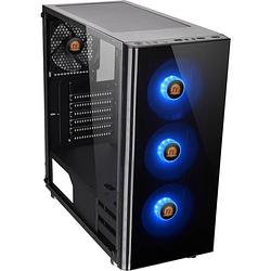 Foto van Thermaltake v200 tempered glass rgb midi-tower pc-behuizing zwart 1 voorgeïnstalleerde ventilator, 3 voorgeïnstalleerde led-ventilators, zijvenster, harde