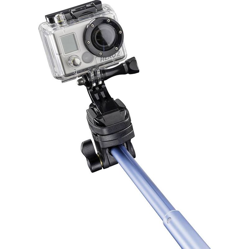 Foto van Mantona handstativ selfiestick 8 cm 1/4 inch blauw incl. handlus