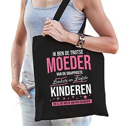 Foto van Trotse moeder / kinderen cadeau tas zwart voor dames - feest boodschappentassen