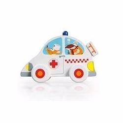 Foto van Houten speelgoed witte ambulance 10 cm - speelgoed auto's