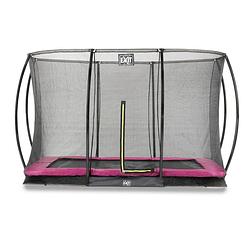 Foto van Exit silhouette verlaagde trampoline met veiligheidsnet rechthoekig - 244 x 366 cm - roze