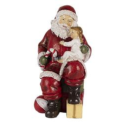 Foto van Clayre & eef kerstdecoratie beeld kerstman 9*9*18 cm rood kunststof decoratief figuur decoratieve accessoires