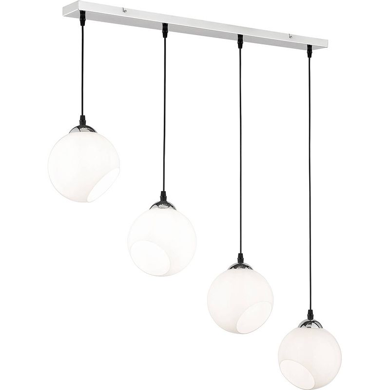 Foto van Led hanglamp - trion klino - e27 fitting - 4-lichts - rond - mat chroom - aluminium