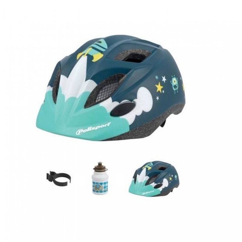 Foto van Polisport polispgoudt helm spaceship met bidon en houder. maat: xs (48/52/ cm), kleur: blauww