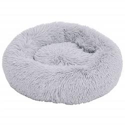 Foto van The living store dierenbed donutvorm - 70 x 70 x 15 cm - lichtgrijs - pluche