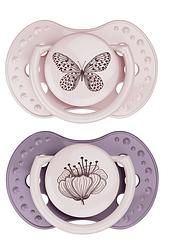 Foto van Difrax lovi dynamic pacifier 0-3 months botanic pink purple - fopspeen