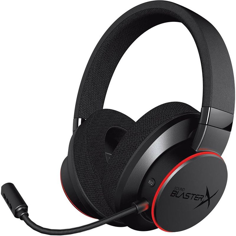 Foto van Sound blasterx soundblaster x h6 over ear headset kabel gamen 7.1 surround zwart, rgb ruisonderdrukking (microfoon) volumeregeling, microfoon uitschakelbaar