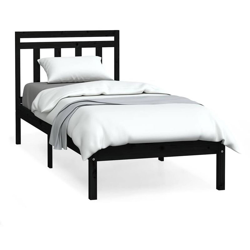 Foto van The living store bedframe zwarte - bedframes - 195.5 x 81 x 100 cm - massief grenenhout