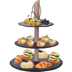 Foto van Cuisine elegance high tea etagere - 3-laags - leisteen - 30 cm hoog - etageres