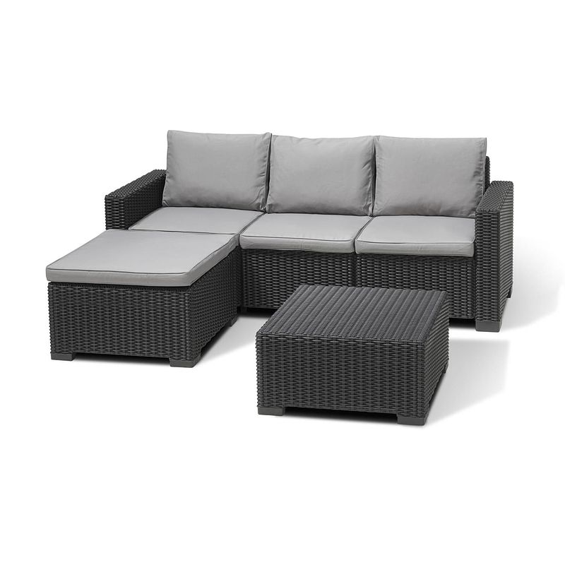 Foto van Allibert california chaiselongue loungeset - 3-4 personen - grijs