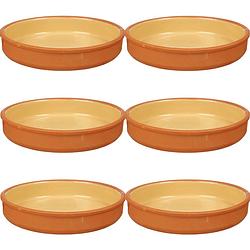 Foto van 6x stuks tapas/hapjes serveren/oven schaal terracotta/geel 23 x 4 cm - snack en tapasschalen