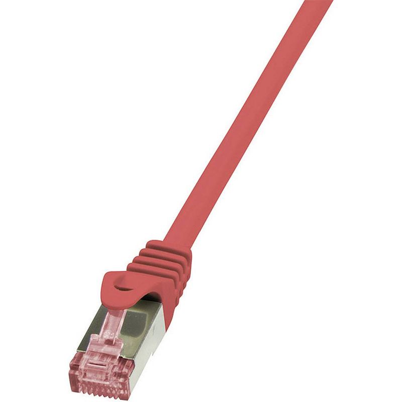 Foto van Logilink cq2064s rj45 netwerkkabel, patchkabel cat 6 s/ftp 3.00 m rood vlambestendig, snagless 1 stuk(s)