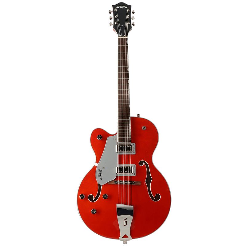 Foto van Gretsch g5420lh electromatic classic hollowbody sc orange stain linkshandige semi-akoestische gitaar