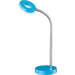 Foto van Led bureaulamp - tafelverlichting - trion renny - 4w - warm wit 3000k - rond - mat blauw - aluminium