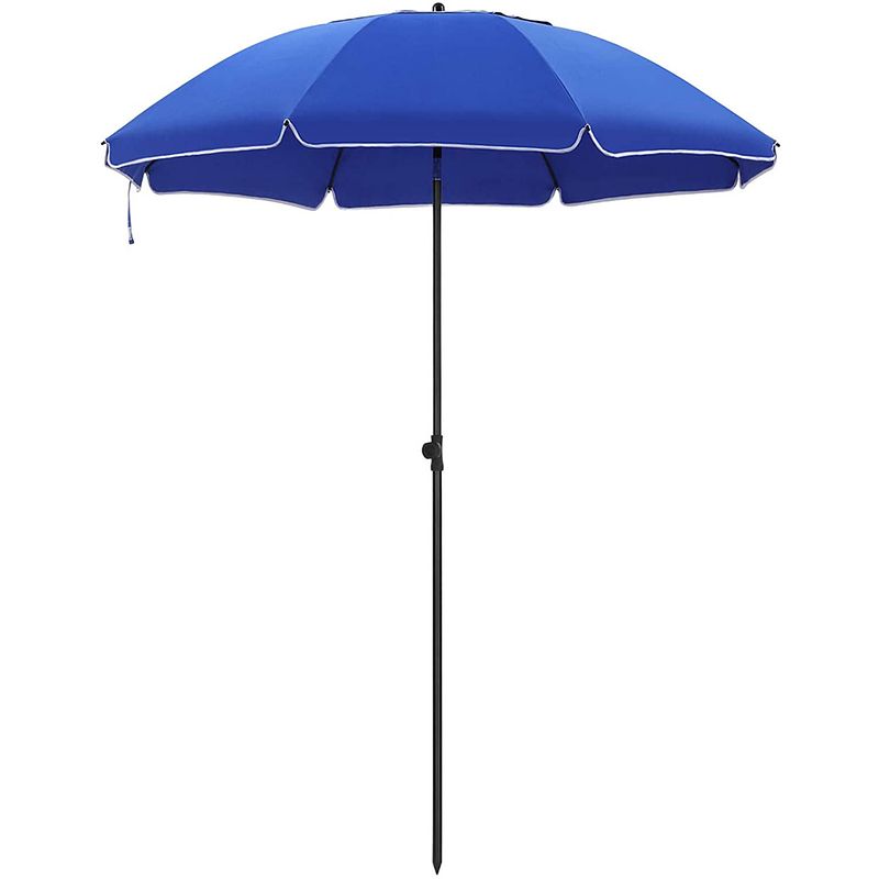 Foto van Acaza parasol 180 cm diameter, rond / achthoekige strandparasol, knikbaar, kantelbaar, met draagtas - blauw