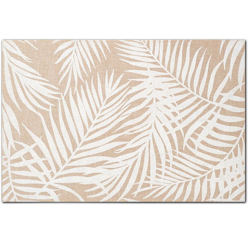 Foto van 1x placemats palm bladeren print - linnen - 45 x 30 cm - beige/wit - placemats