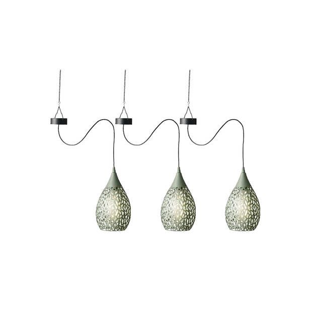 Foto van 3x stuks groene solar tuinverlichting hanglamp ijzer 21 cm - buitenverlichting