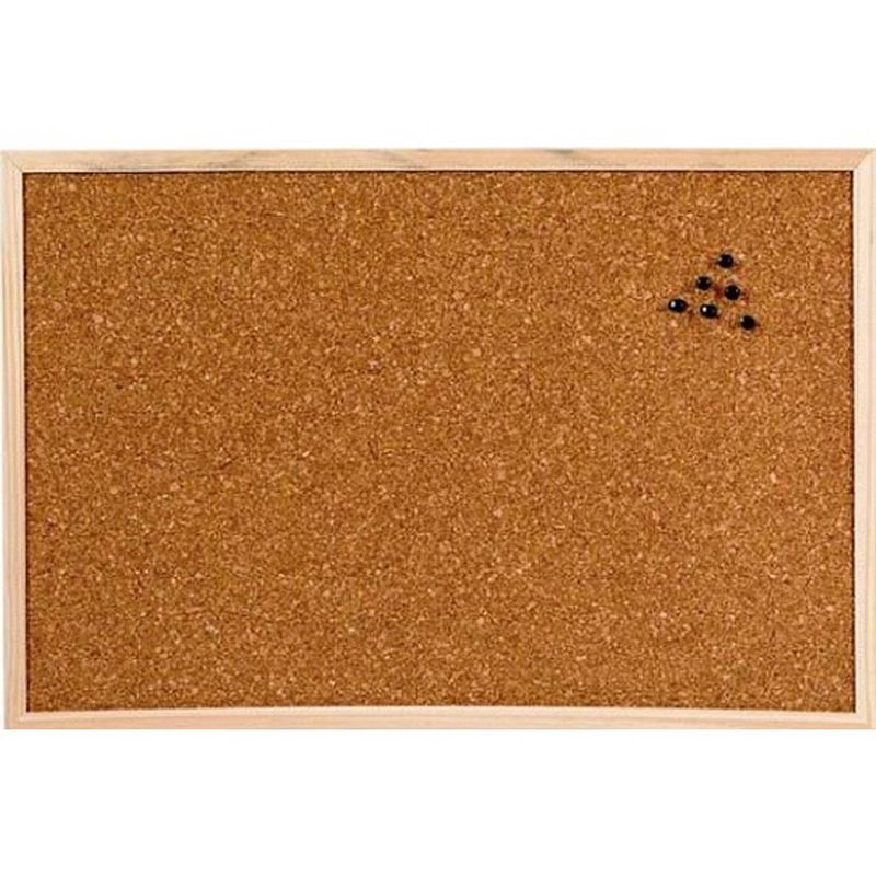 Foto van Rayher hobby materialen prikbord met houten lijst van kurk 60 x 45 cm - prikborden