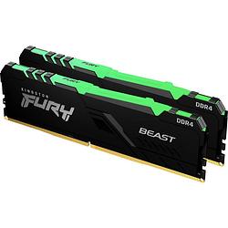 Foto van Kingston fury beast rgb werkgeheugenset voor pc ddr4 32 gb 2 x 16 gb 2666 mhz 288-pins dimm cl16 kf426c16bb1ak2/32