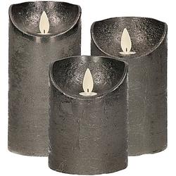 Foto van Set van 3x stuks antraciet grijze led kaarsen met bewegende vlam - led kaarsen