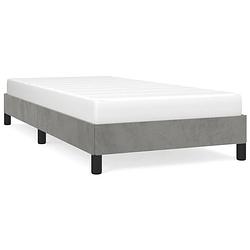 Foto van The living store bedframe - fluweel - ondersteunende poten - multiplex lattenbodem - lichtgrijs - 193x93x25 cm