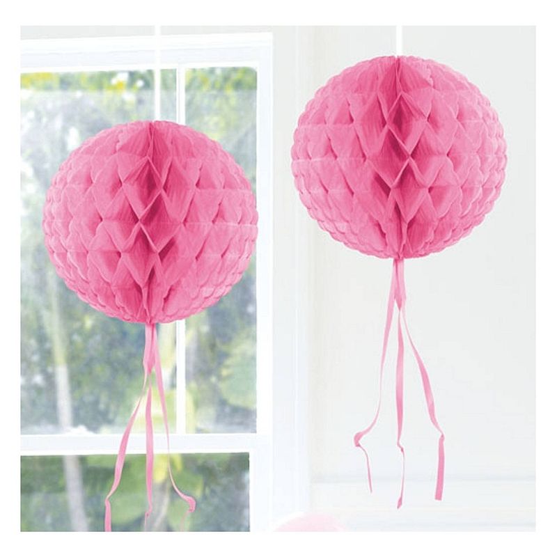 Foto van Honeycomb ballen baby roze 30 cm - hangdecoratie