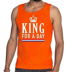 Foto van King for a day tanktop / mouwloos shirt oranje heren s - feestshirts