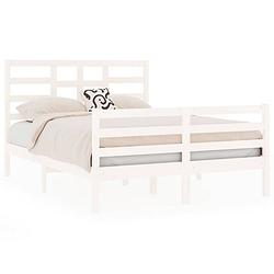 Foto van The living store bedframe queen size - massief grenenhout - 195.5 x 141 x 104 cm - wit