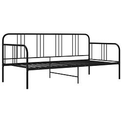 Foto van The living store bedbank logeerbed - zwart - 206 x 95 x 88 cm - metalen constructie