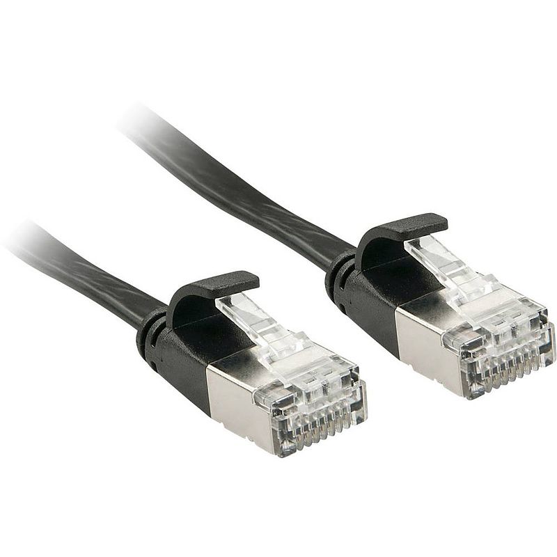 Foto van Lindy 47483 rj45 netwerkkabel, patchkabel cat 6a u/ftp 3.00 m zwart snagless 1 stuk(s)