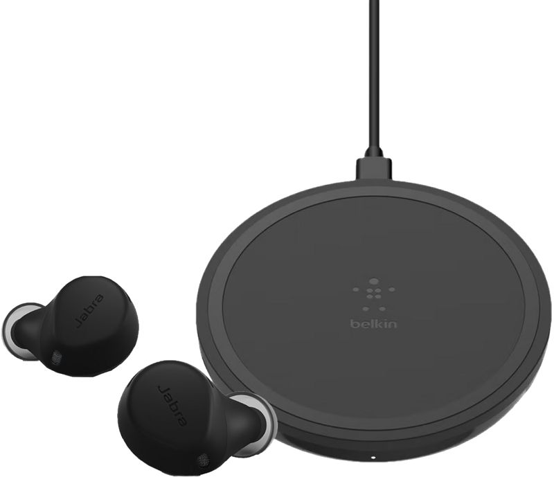 Foto van Jabra elite 7 active zwart + belkin boost up draadloze oplader 10w zwart