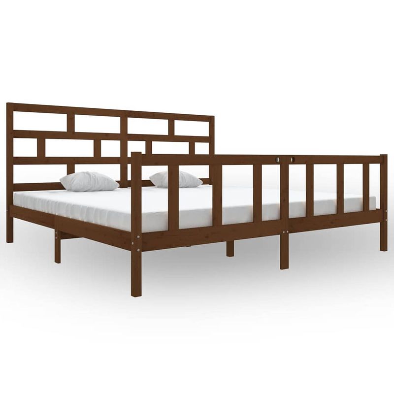 Foto van The living store bedframe massief grenenhout honingbruin 200x200 cm - bed