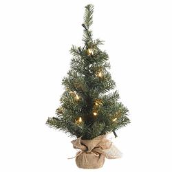 Foto van Kunst kerstboom groen met warm witte verlichting 60 cm