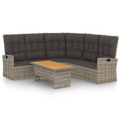 Foto van Vidaxl 2-delige loungeset met kussens poly rattan grijs