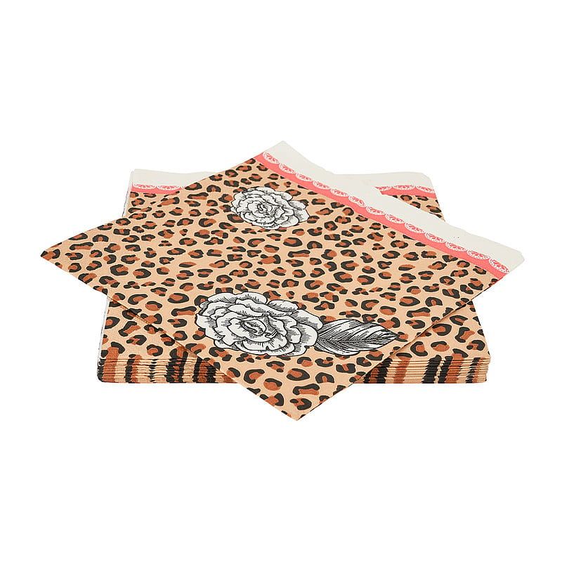 Foto van Servetten leopard - set van 16 - 16.5x16.5 cm