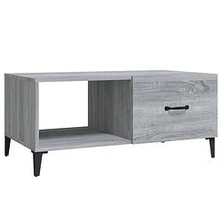 Foto van The living store salontafel grijs sonoma eiken - 90x50x40 cm - bewerkt hout en ijzer