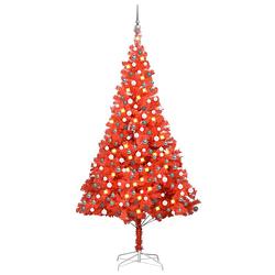 Foto van Vidaxl kunstkerstboom met led's en kerstballen 240 cm pvc rood