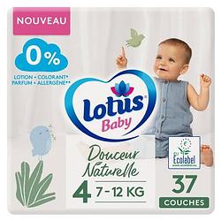 Foto van Lotus baby natural softness luiers maat 4 - 7 tot 12 kg - verpakking met 37 luiers