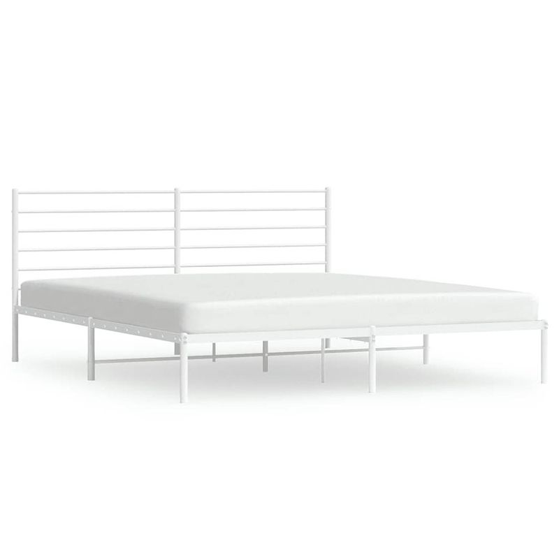 Foto van Vidaxl bedframe met hoofdbord metaal wit 193x203 cm