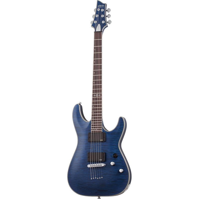 Foto van Schecter c-1 platinum see thru midnight blue satin elektrische gitaar