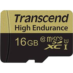 Foto van Transcend high endurance microsdhc-kaart 16 gb class 10 incl. sd-adapter