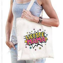 Foto van Liefste mama popart katoenen tas wit voor dames - feest boodschappentassen